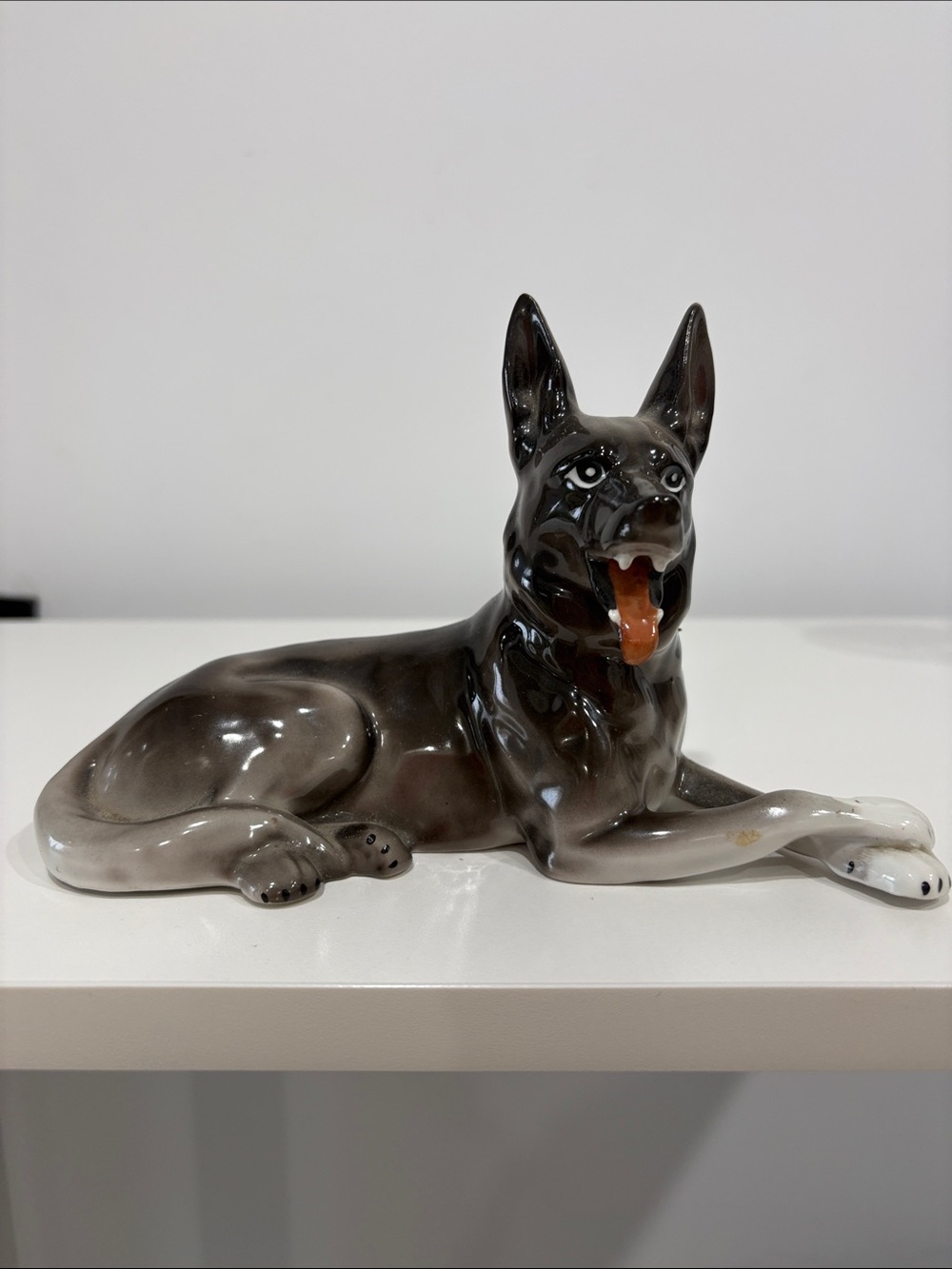 Vintage Wałbrzych Poland Porcelain German Shepherd Dog Figurine